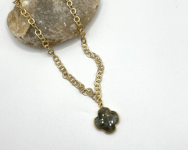 Gray Clover Necklace