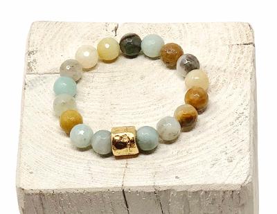 Handmade Amazonite Bracelet with Gold Plated Spacer - Swara Jewelry