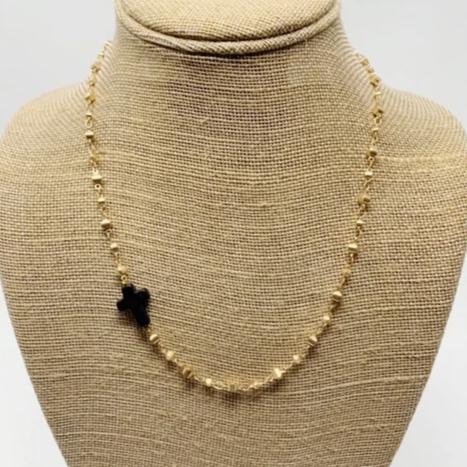 Cross Pendant on Gold Plated Necklace - Handmade