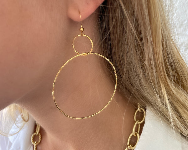 Double Hammered Hoop Earrings