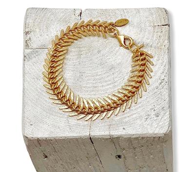 Handmade Gold Plated Fishbone Bracelet - Swara Jewlery