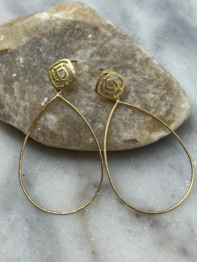 Hammered Hoop Earrings with Accent Post