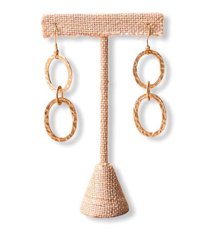 Triple Hoop Hammered Earrings - Gold Plated - Swara Jewelry