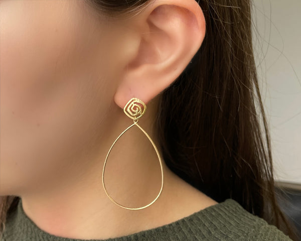 Hammered Hoop Earrings with Accent Post