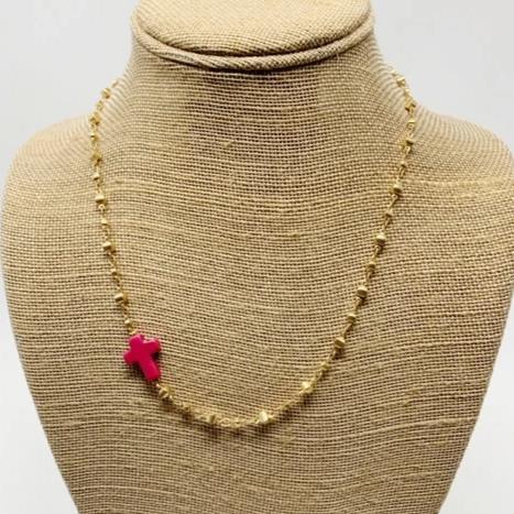 Cross Pendant on Gold Plated Necklace - Handmade