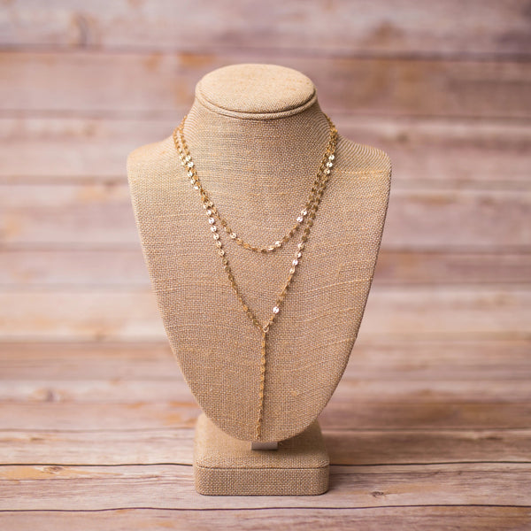Silver Double Layer Lariat - Handmade