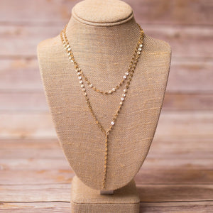 Gold Plated Lariat Necklace - Swara Jewelry