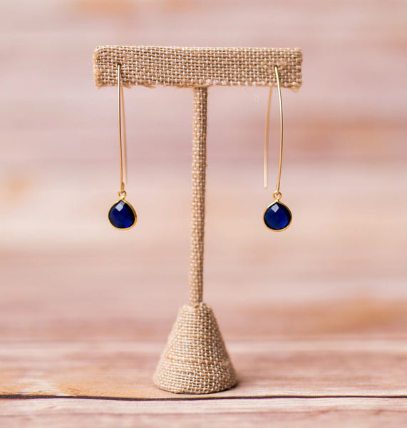 Oval Spike Earrings with Natural Gemstones - Swara Jewelry
