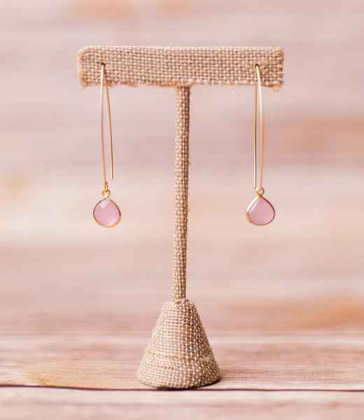 Oval Spike Earrings with Natural Gemstones - Swara Jewelry