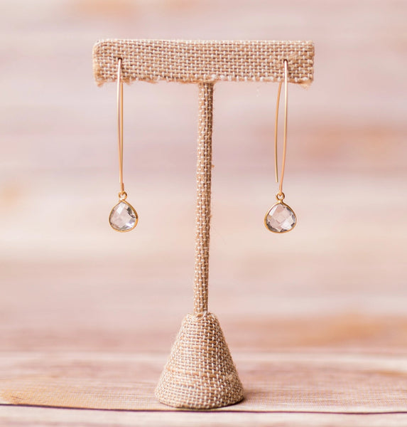 Oval Spike Earrings with Natural Gemstones - Swara Jewelry