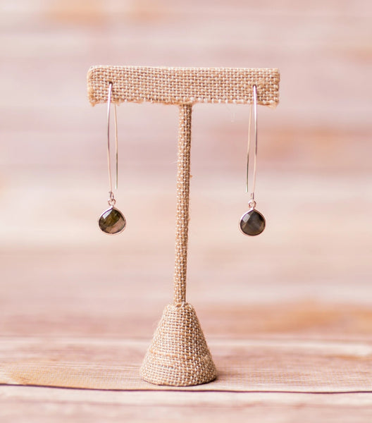 Oval Spike Earrings with Natural Gemstones - Swara Jewelry