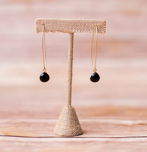 Oval Spike Earrings with Natural Gemstones - Swara Jewelry