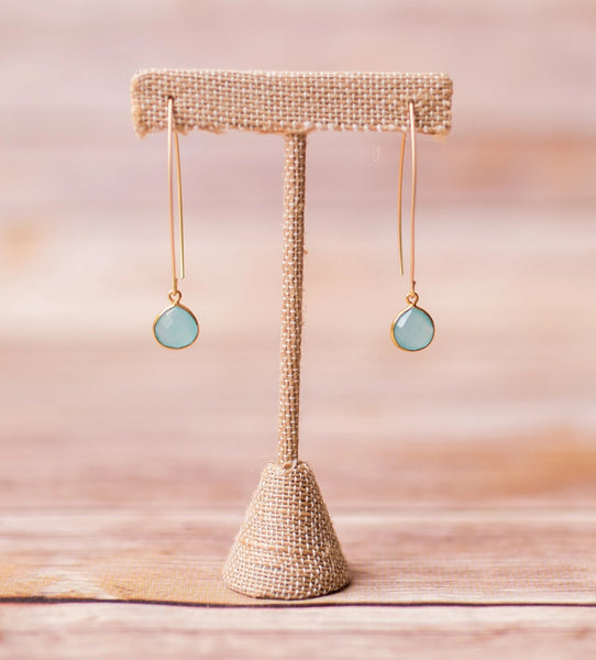 Oval Spike Earrings with Natural Gemstones - Swara Jewelry