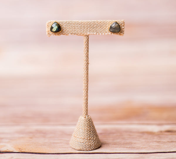 Triangle Gemstone Stud Earrings - Swara Jewelry