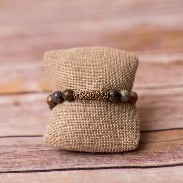 Gemstone Stretch Bracelet with Bar Spacer - Swara Jewelry