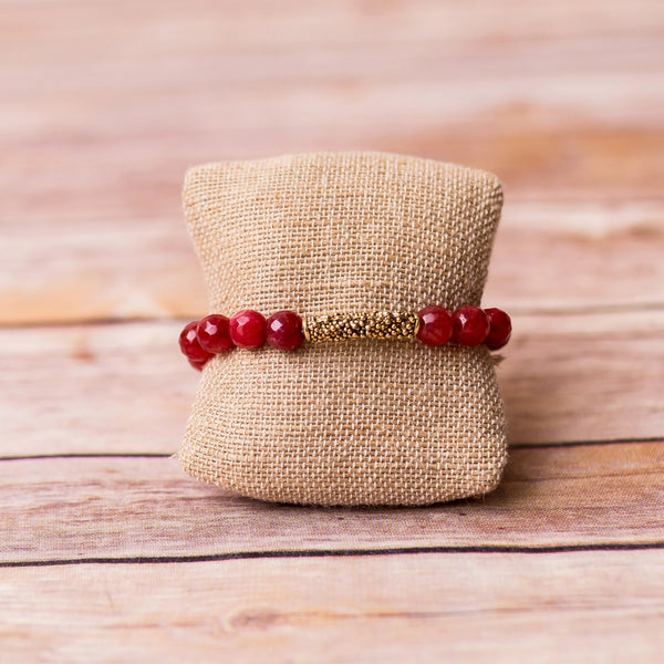 Gemstone Stretch Bracelet with Bar Spacer - Swara Jewelry