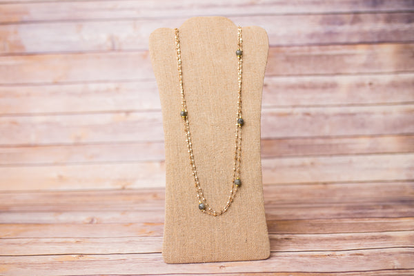 Double Layer Gold Gemstone Necklace