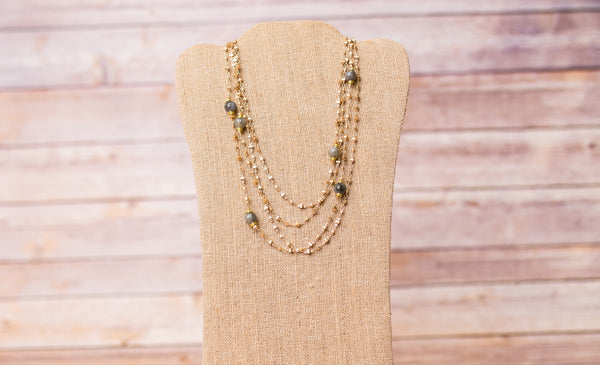 Double Layer Gold Gemstone Necklace