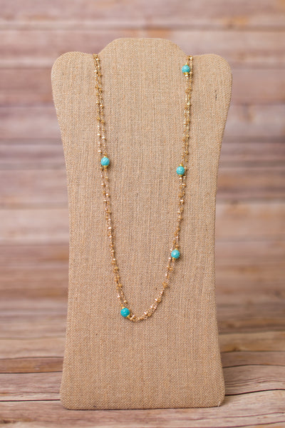 Double Strand Necklace with Wire Wrap Gemstones - Swara Jewelry