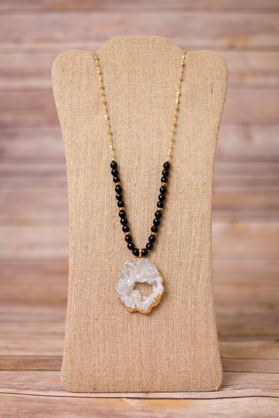 Necklace with Large Druzy Pendant - Swara Jewelry