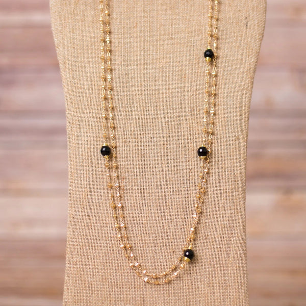 Double Strand Necklace with Wire Wrap Gemstones - Swara Jewelry