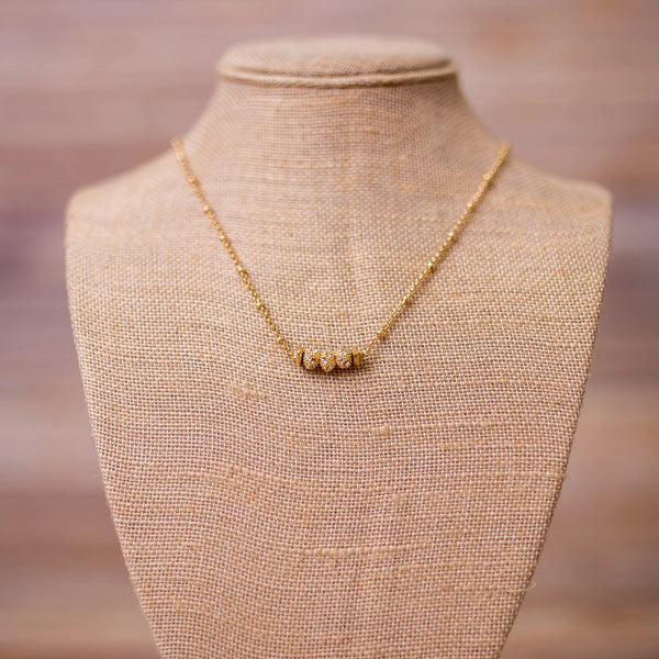 Petite Necklace with Pave Beads - handmade