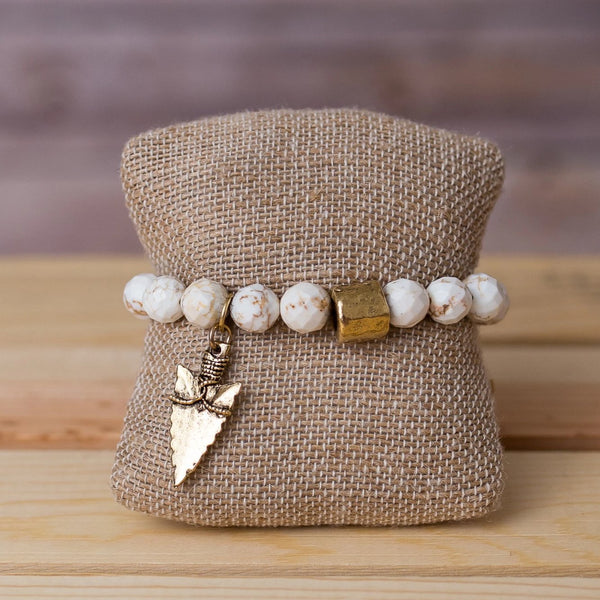 Gemstone Stretch Bracelet with Arrowhead Pendant - Swara Jewelry