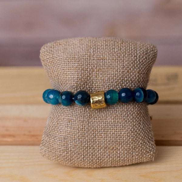 Gemstone Stretch Bracelet with Nugget Spacer - Swara Jewelry