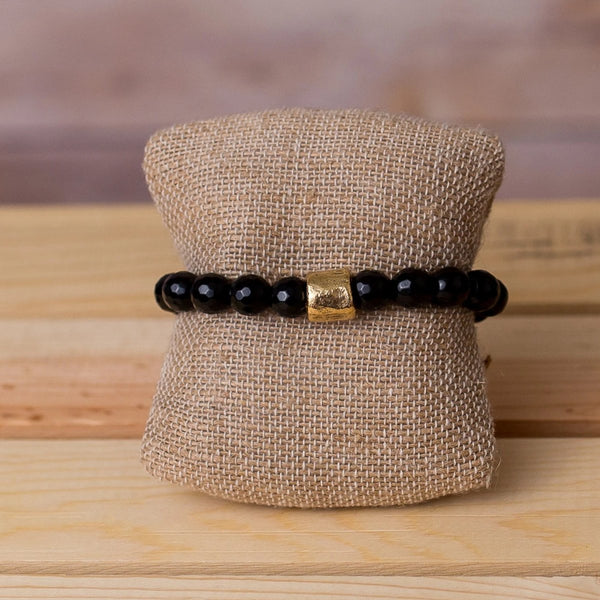 Gemstone Stretch Bracelet with Nugget Spacer - Swara Jewelry