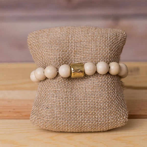 Gemstone Stretch Bracelet with Nugget Spacer - Swara Jewelry