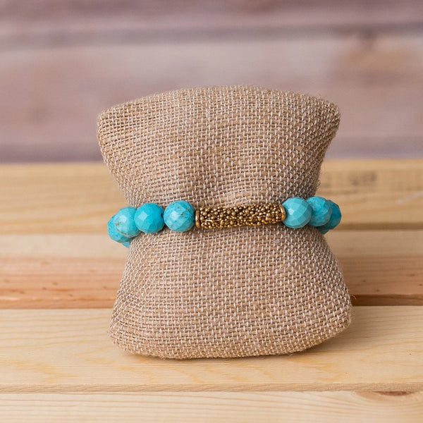 Gemstone Stretch Bracelet with Bar Spacer - Swara Jewelry