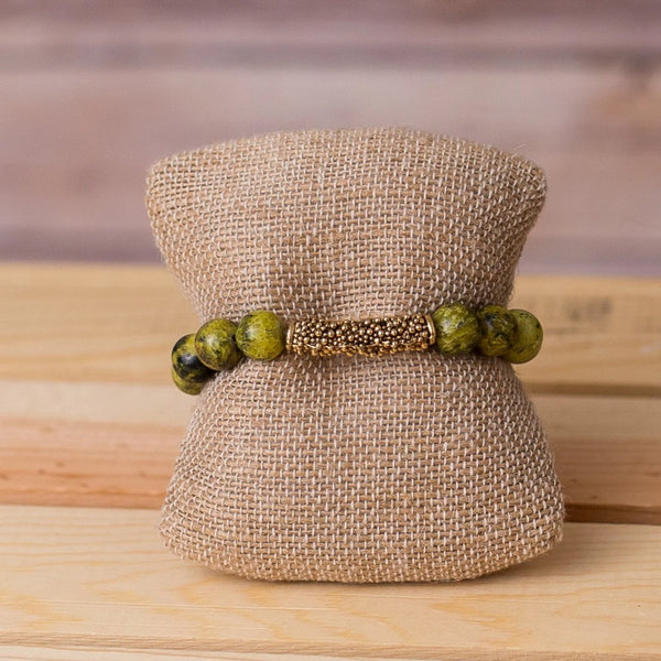 Gemstone Stretch Bracelet with Bar Spacer - Swara Jewelry