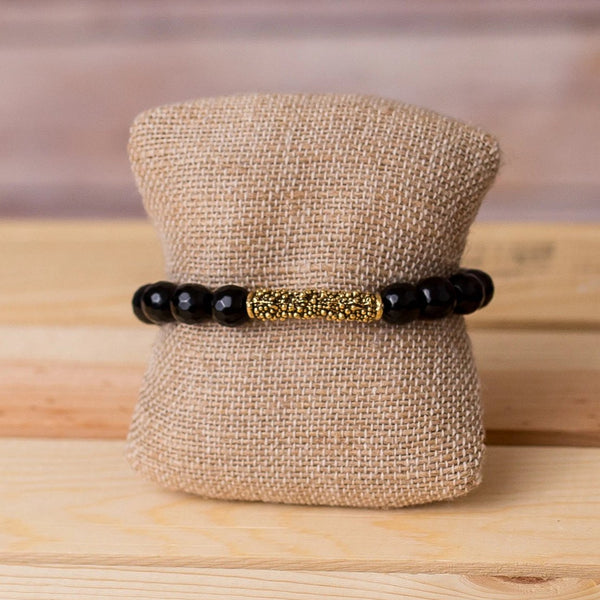 Gemstone Stretch Bracelet with Bar Spacer - Swara Jewelry