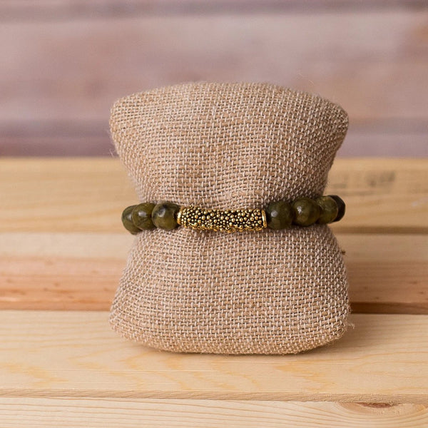 Gemstone Stretch Bracelet with Bar Spacer - Swara Jewelry