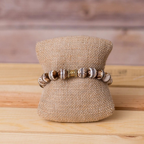 Gemstone Stretch Bracelet with Bar Bell Spacer - Swara Jewelry