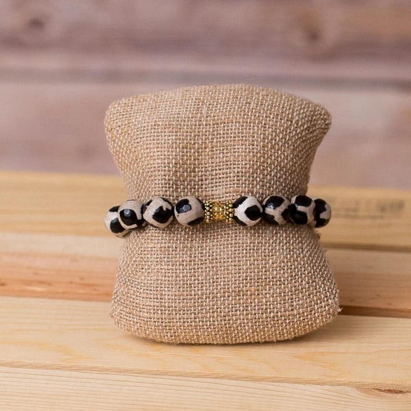 Gemstone Stretch Bracelet with Bar Bell Spacer - Swara Jewelry