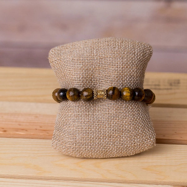 Gemstone Stretch Bracelet with Bar Bell Spacer - Swara Jewelry