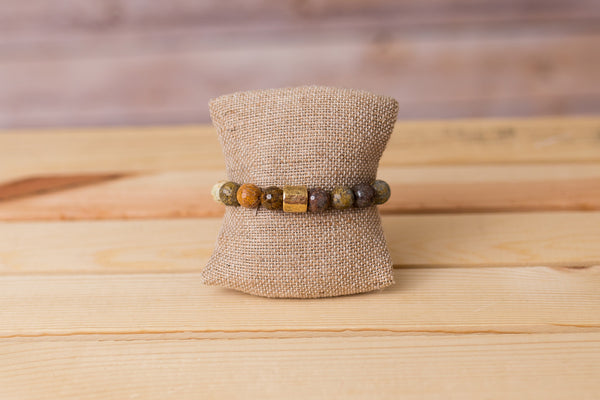 Gemstone Stretch Bracelet with Nugget Spacer - Swara Jewelry