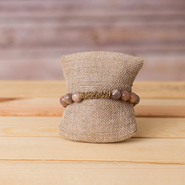 Gemstone Stretch Bracelet with Bar Spacer - Swara Jewelry