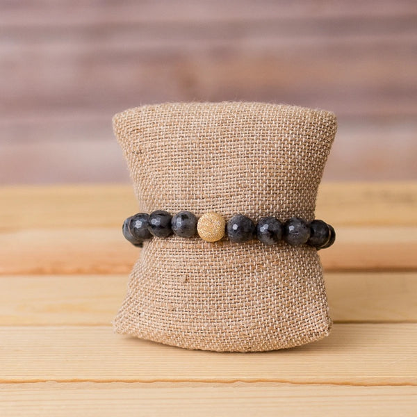 Gemstone Stretch Bracelet with Gold Filled Stardust Spacer - Swara Jewelry