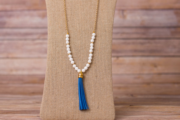 Tassel Necklace with Gemstones - Swara Jewelry