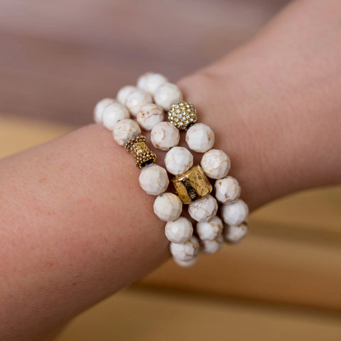 Cream Howlite Bracelet Stack - Swara Jewelry