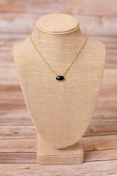 Petite Necklace with Gemstone Pendant - Swara Jewelry