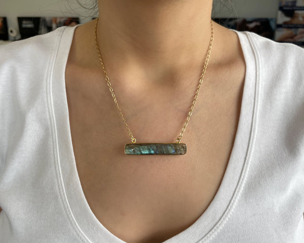 Labradorite Bar Short Necklace