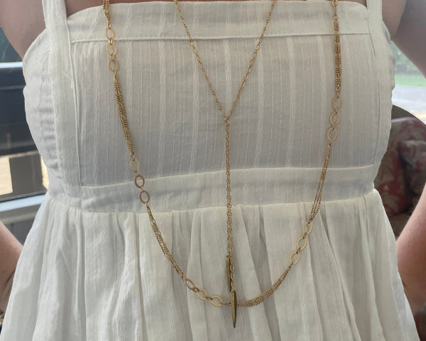 Double Lariat Spike Necklace