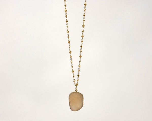 Long Necklace with Druzy Pendant