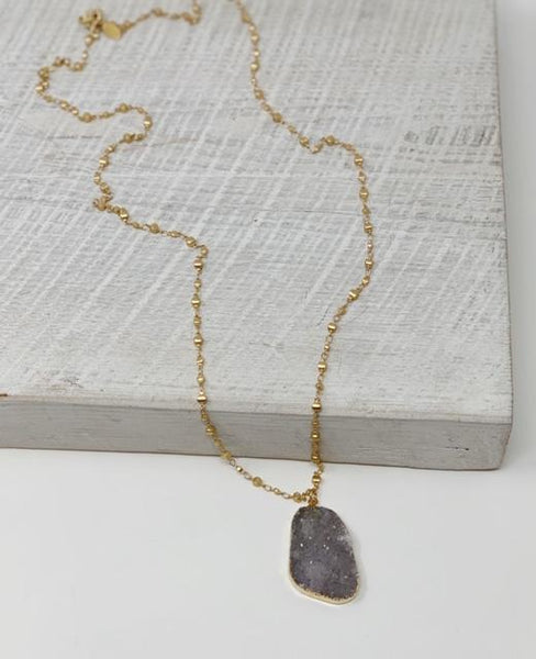 Long Druzy Necklace - Handmade