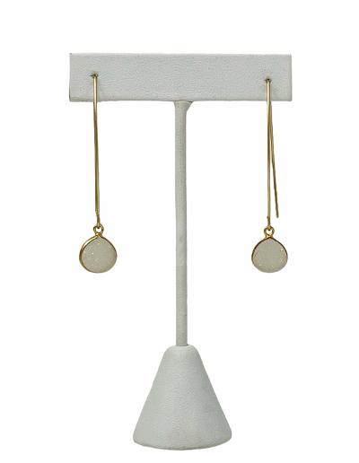 Open Hoop Earrings with Druzy Pendant