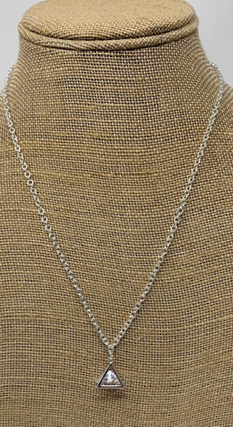 Silver Plated Necklace with Cubic Zirconia Pendant - Swara Jewelry