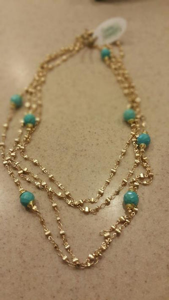 Double Layer Turquoise Wire Wrapped Neckalce 